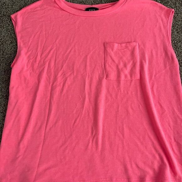 Womens oversized tank top. Neon pink. Vici size small. Pocket tank. - Picture 3 of 4
